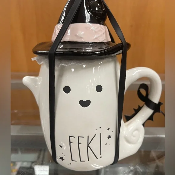 Rae Dunn Pink Halloween Pastel Pink Ghost Witch Hat Lid Ceramic Coffee mug NWT - Picture 2 of 5